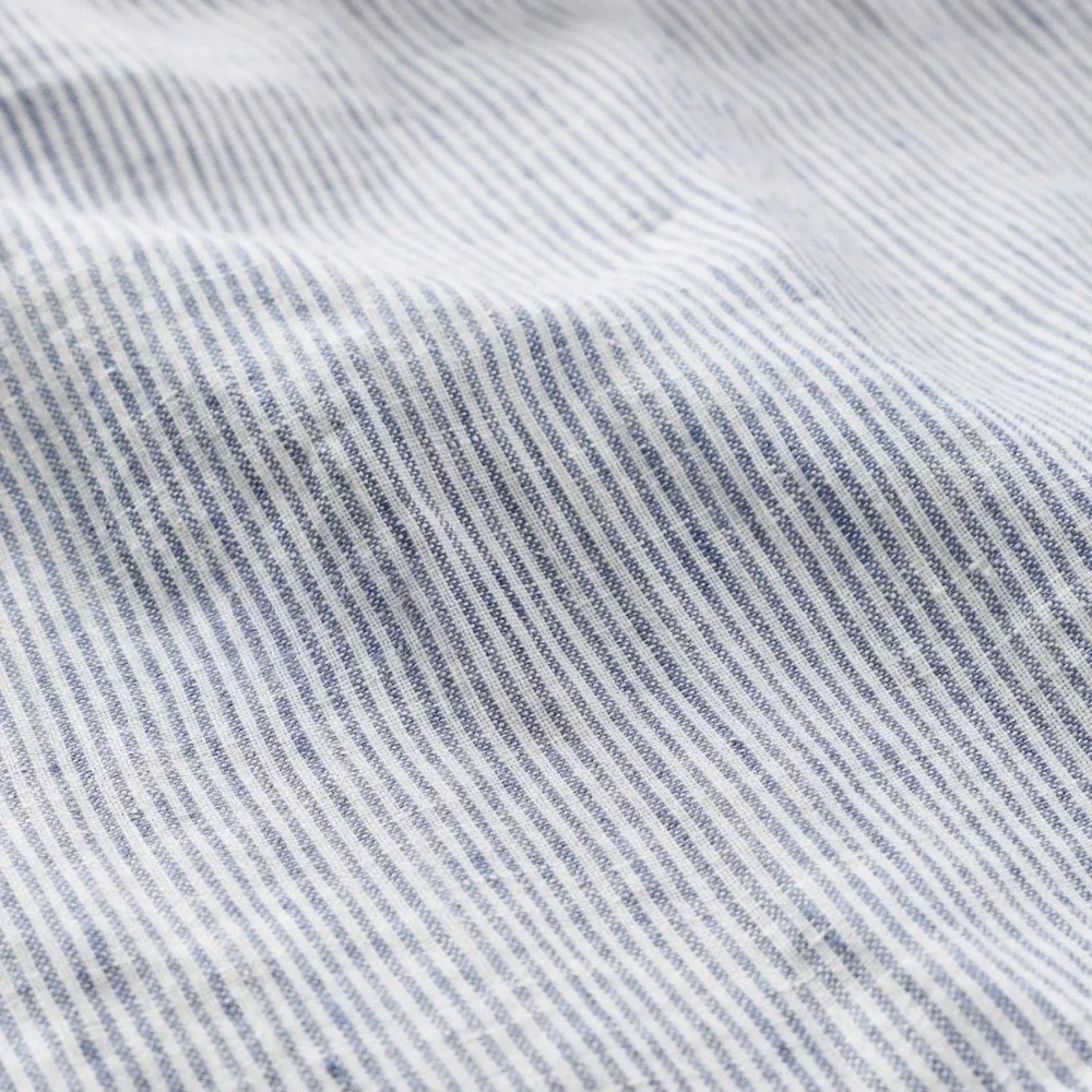 Quince 100% European Linen Pinstripe Button Front Shirt Blue White Womens M $80 - Picture 5 of 10
